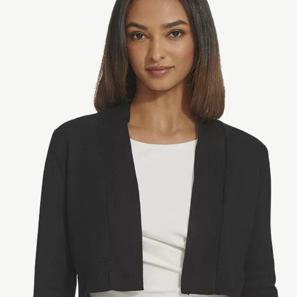 T Tahari Black Open-Front Shrug